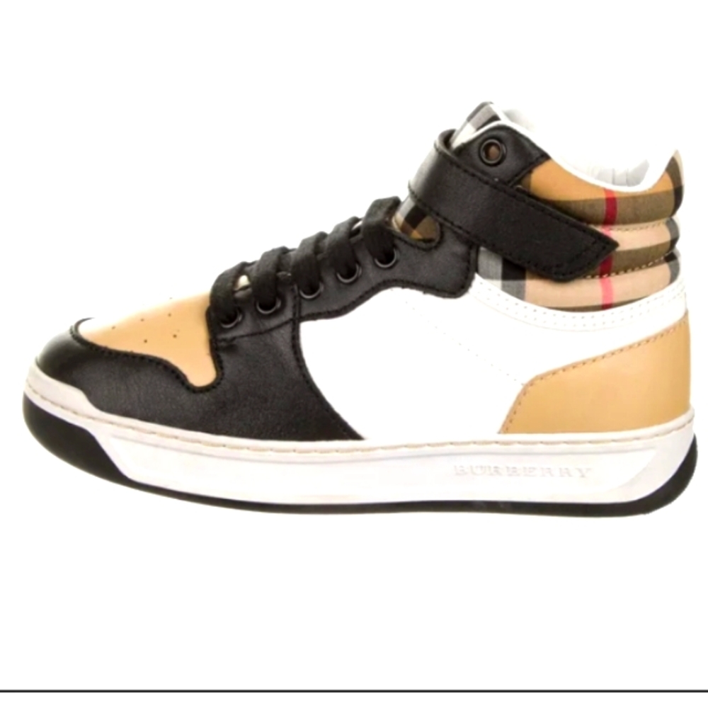Authentic BURBERRY Toddlers' Check Pattern High Top Sneakers